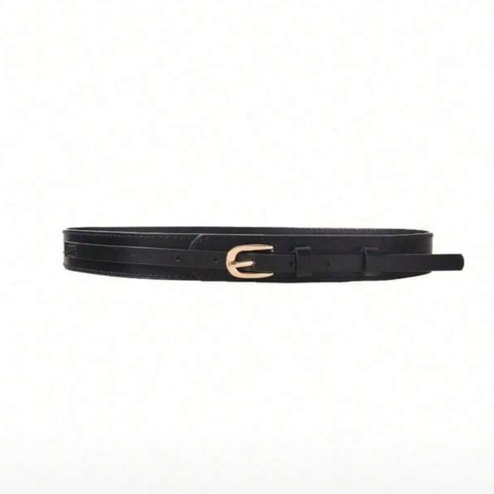Zara limited edition minimalist Black faux Leather Belt - Picture 3 of 8